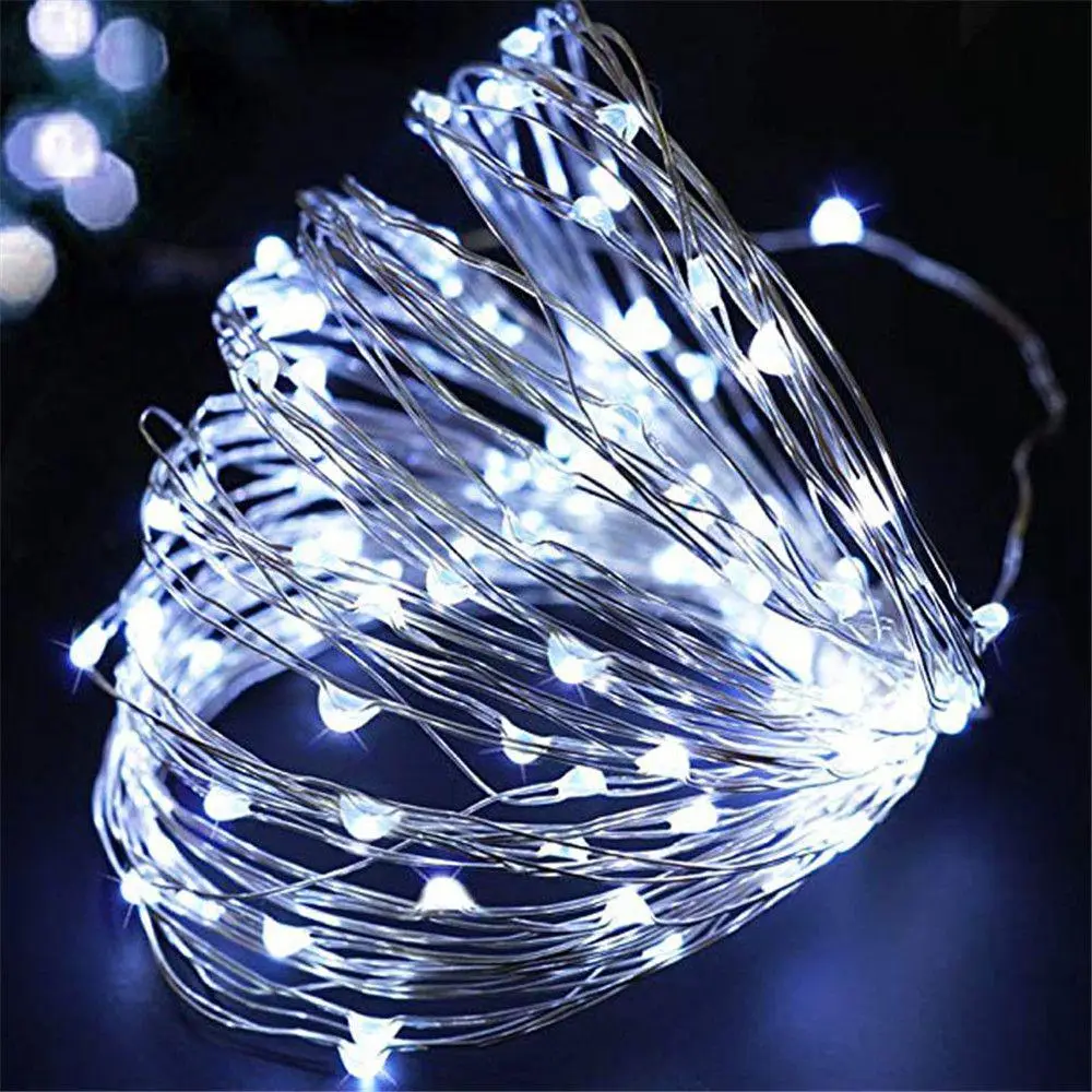 Гірлянда нитка Роса від USB, 30м, 300LED + пульт, Холодний білий / Світлодіодна новорічна гірлянда