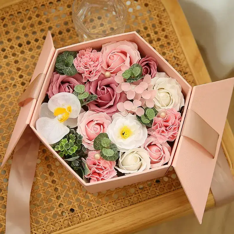 Подарунковий набір троянд Forever I love you букет в коробці, ручної роботи, рожевий