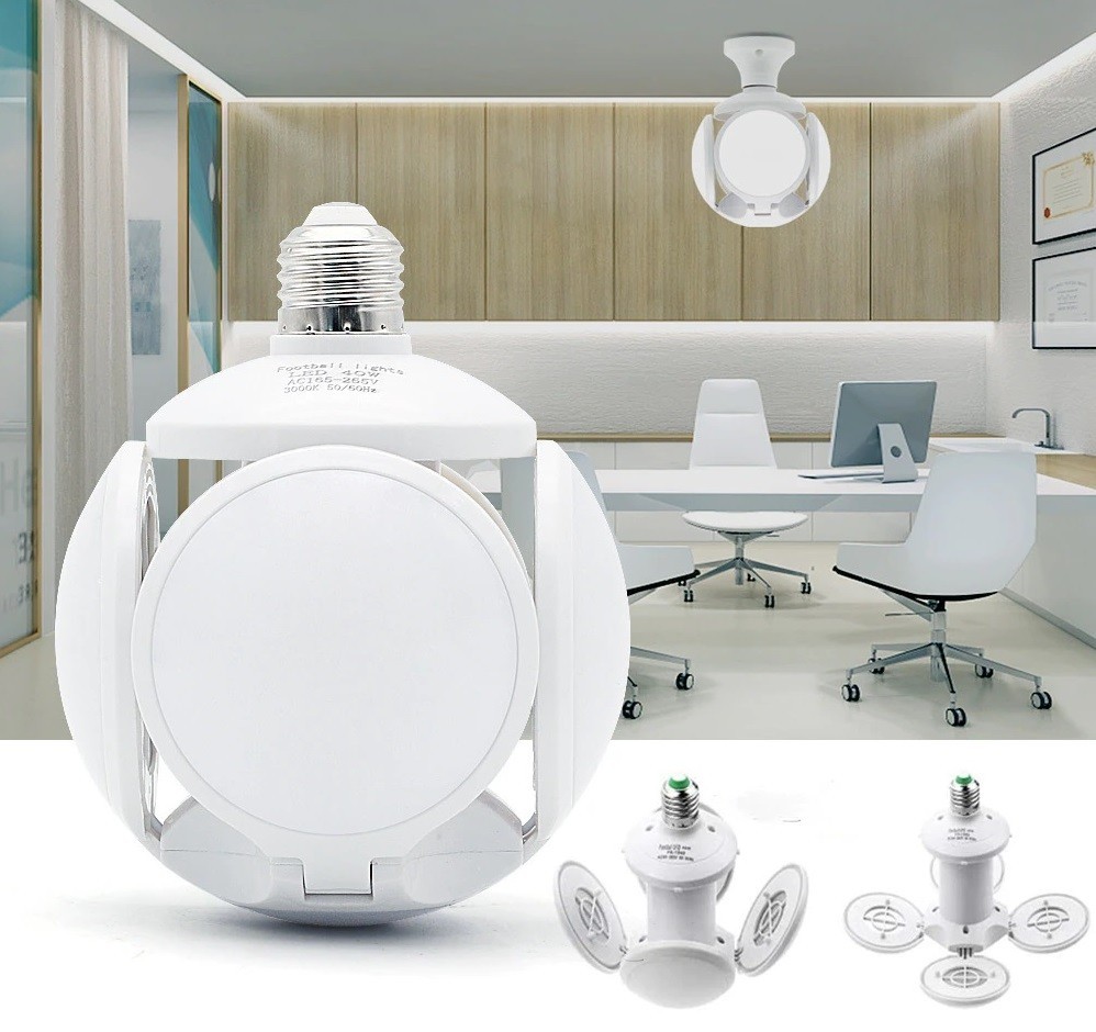 Лампочка люстра світлодіодна розкладна Football UFO Lamp E27 LED лампа для дому на 40 Вт живлення 220В Біла