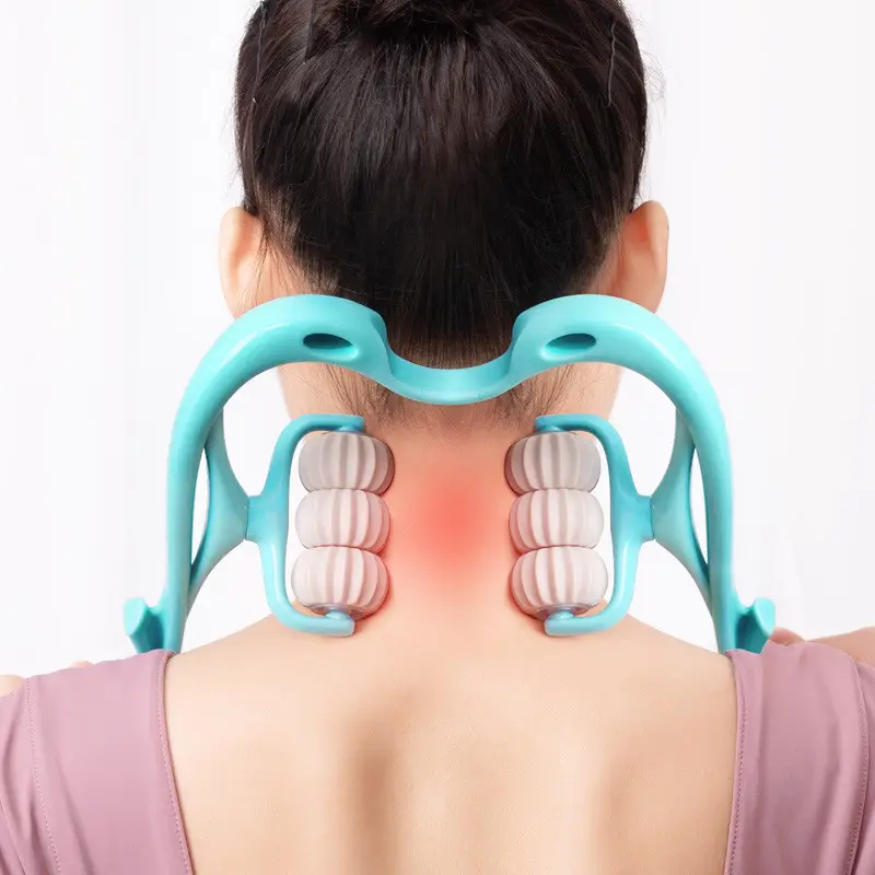 Ручний роликовий масажер для шиї Neck Stretcher з рельєфними роликами, що обертаються 360°