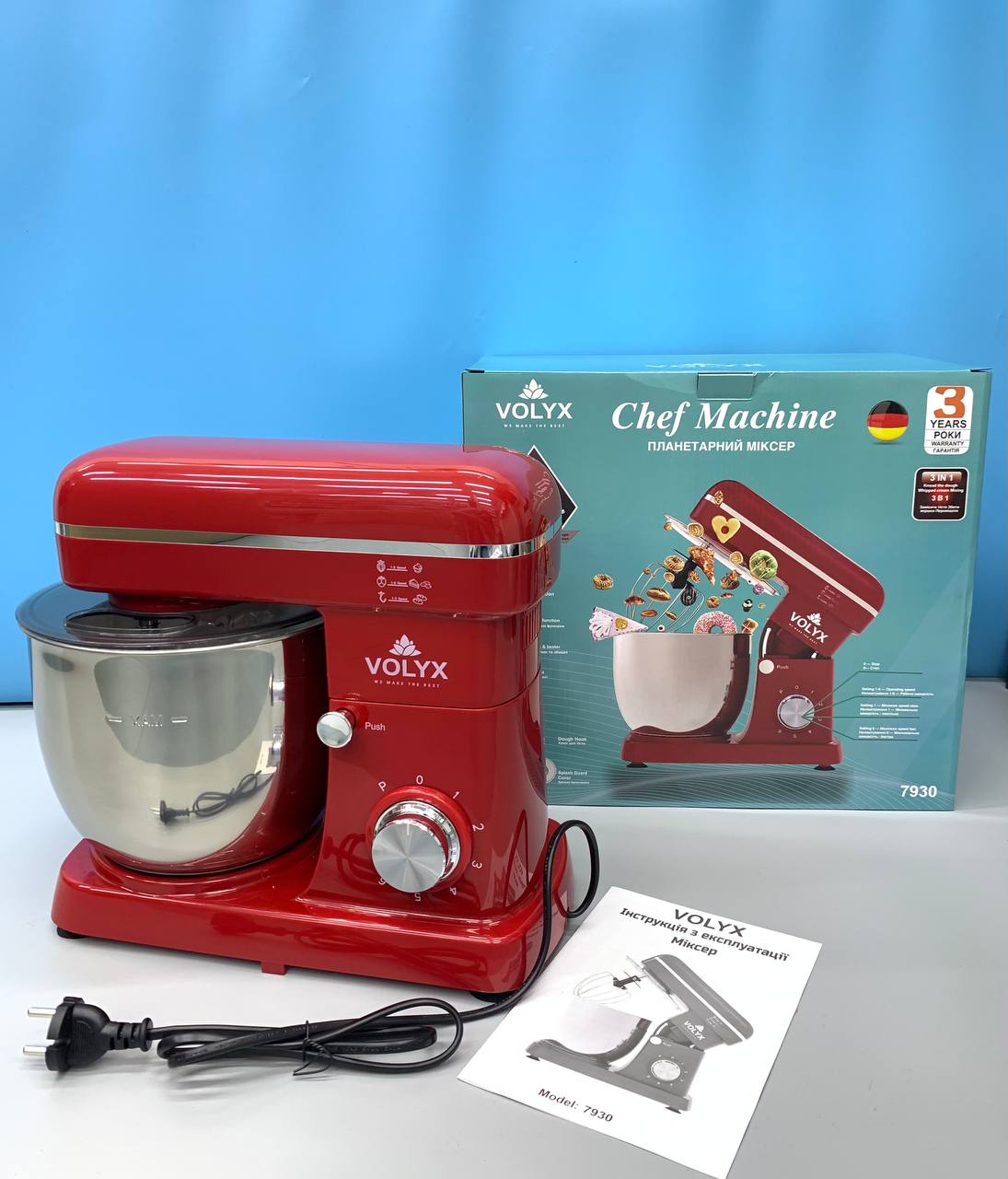 Планетарний міксер Сhef Machine 5л, 2200Вт/Тістоміс для дому/Міксер із чашею