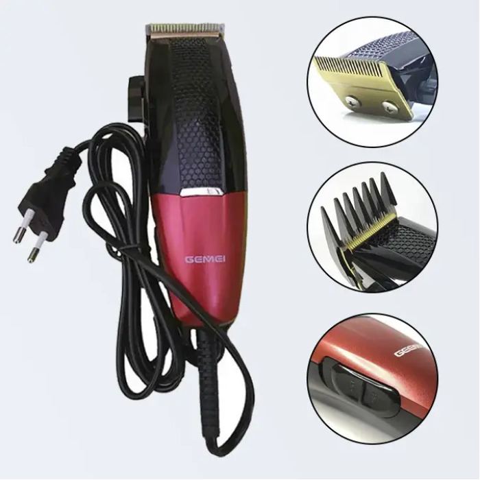 Машинка для стрижки Geemy GM 807 + 4 насадки / Професійна машинка для стрижки мережева волосся