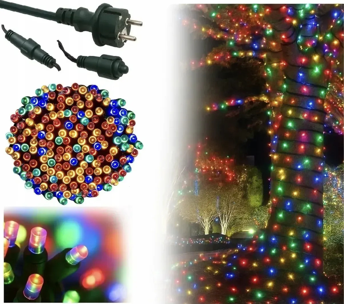 Світлодіодна Гірлянда нитка 401 led RGB різнокольорова (чорний провід)