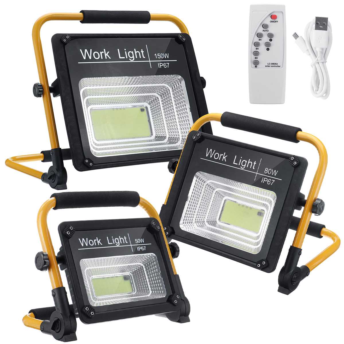Акумуляторний прожектор із сонячною панеллю Work Light 50W + POWER BANK