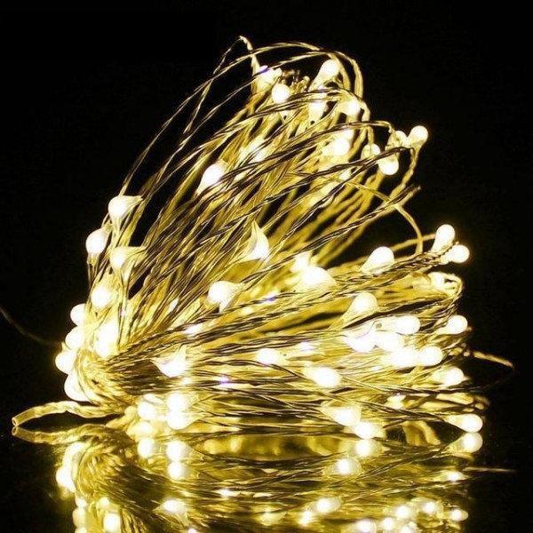 Новорічні гірлянди. Мідна дротяна лампа 100LED 10м, Колір Теплий Силіконовий дріт (7109)