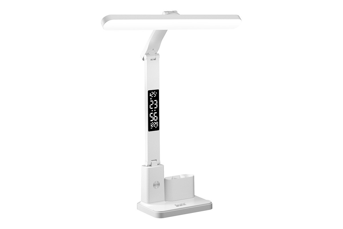 Настільна LED лампа VHG 801S акумуляторна з годинником 6W 800lm 3000-6000K