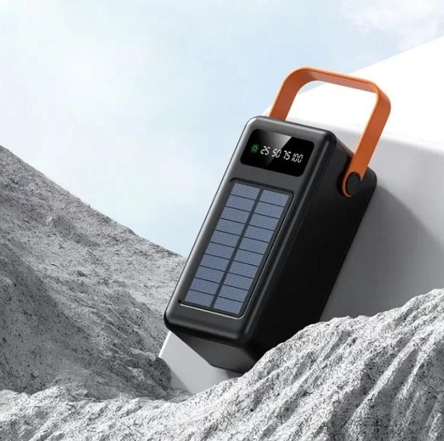 Портативна батарея зовнішня повербанк Power Bank 100000 mAh із сонячною панеллю та ліхтариком YM-638CX