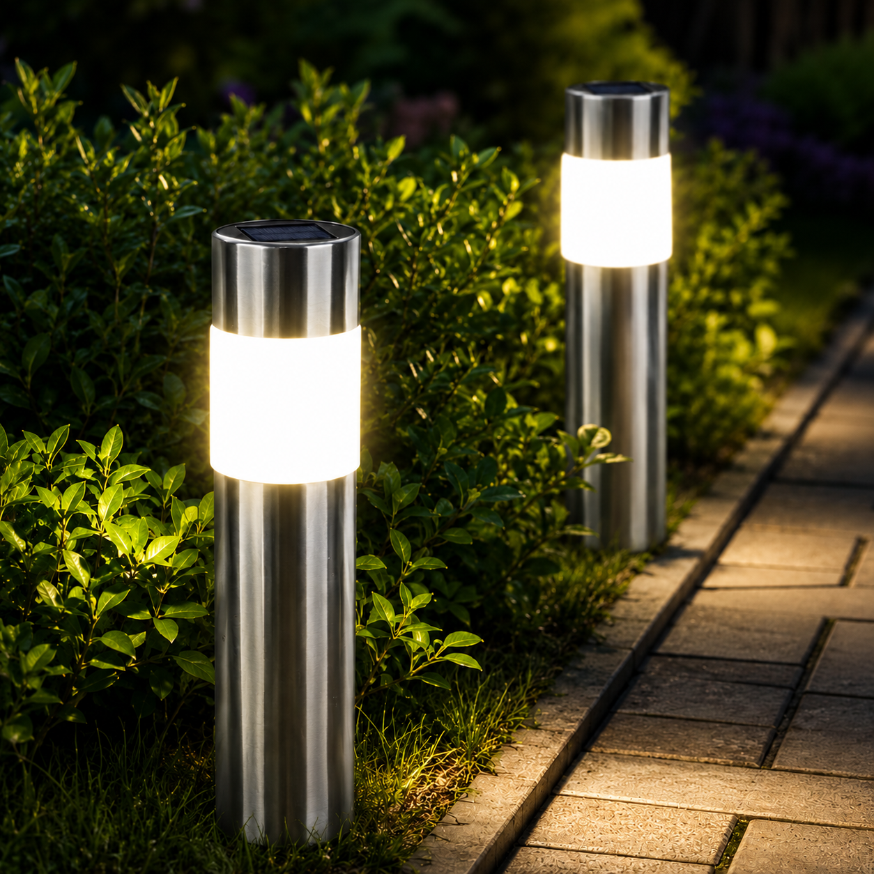 Світильники для газону Warm Solar Pillar Light / Світлодіодний світильник на сонячній батареї / Вуличні ліхтарі-стовпчики Solar 2 шт