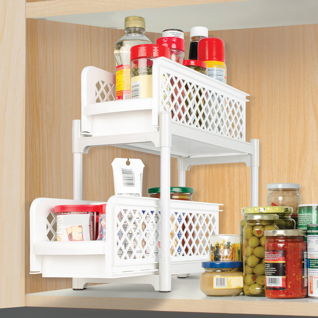 Пластиковий органайзер для ванної з 2 висувними полицями, Portable 2 Tier Basket Drawers