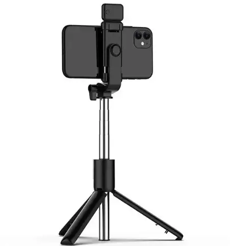 Селф палиця, штатив-монопод для телефону з Bluetooth пультом та LED світлом Selfie Stick DF-01S AND 5222 (чорний)