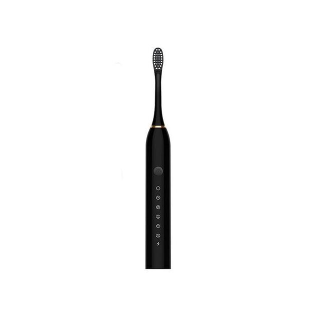 Чорна Електрична зубна щітка Sonic Toothbrush Х-3 ультразвукова акумуляторна 4 змінні насадки в комплекті