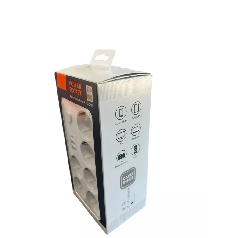 Подовжувач-перенесення з 6 розетками та 3 USB-портами 2500W 3 метри