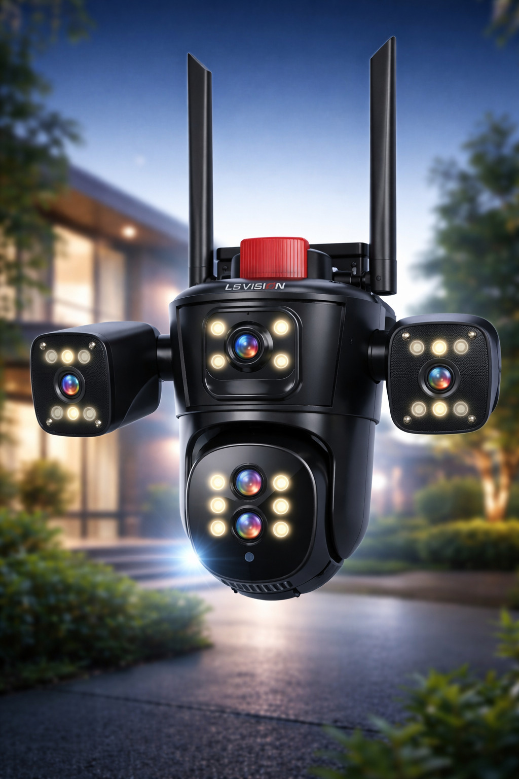 Відеокамера 4G IP66 4G 12mp (JE-190-2)  4 екранні 360-градусні камери IP-камера чотири об'єктиви