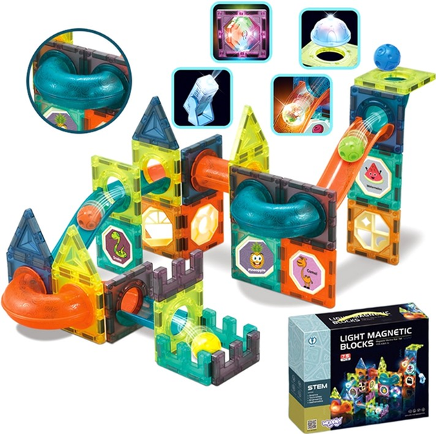 Магнітний конструктор Woopie Light Magnetic Blocks G025/110 деталей