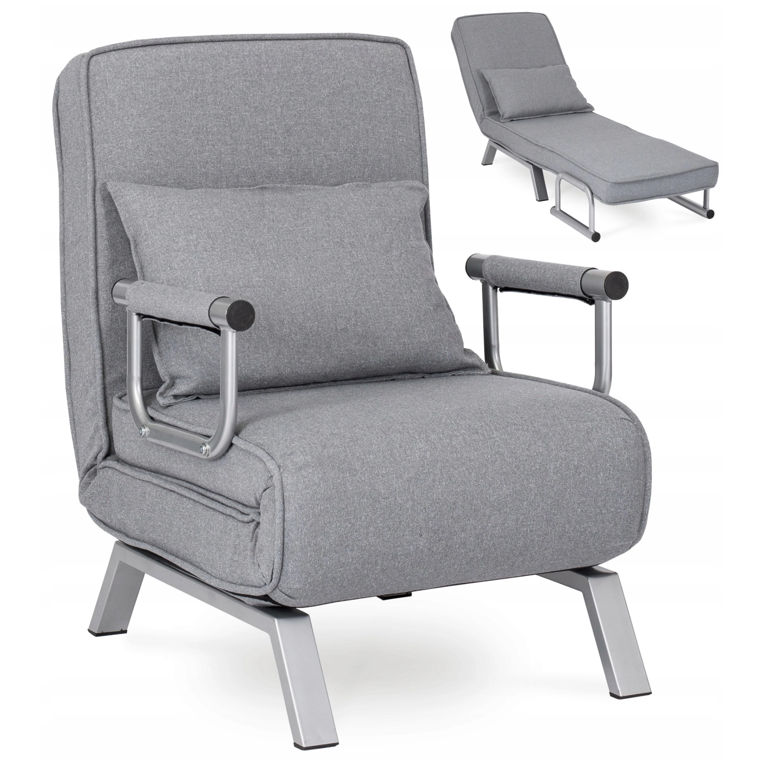 Розкладне крісло, розкладачка MEBEL ELITE BART, сірий (KR-65)(крісло-80/65/68; ліжко-190/65)