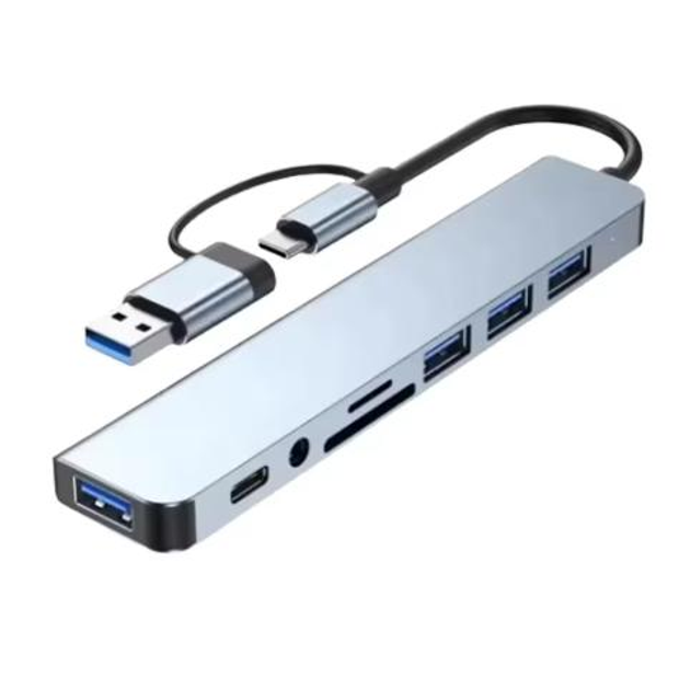 Мультифункціональний USB-хаб 8 в 1, універсальний адаптер, концентратор із входом Type-C, кардрідер, HDTV+PD+USB 3.0+SD+TF+Type-C