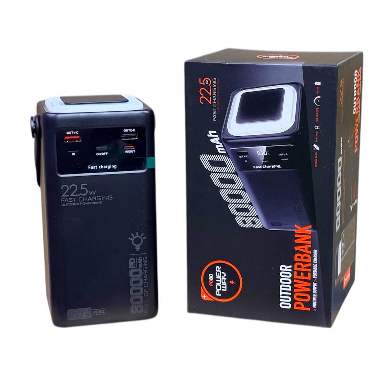 Павер банк 80000mah PD-80 / 22,5 Ліхтар + кабель Power Bank