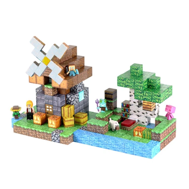 Дитячий конструктор Minecraft "Млин з річкою", Магнітний конструктор Майнкрафт, 267 блоків