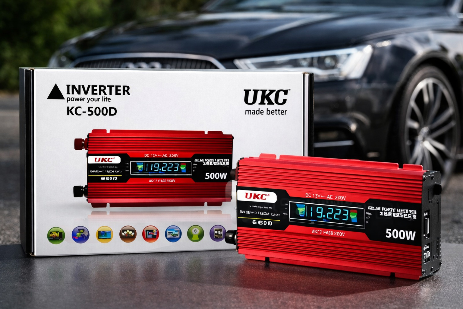 Перетворювач AC/DC KC-500D 500W+lcd, Інвертор у машину