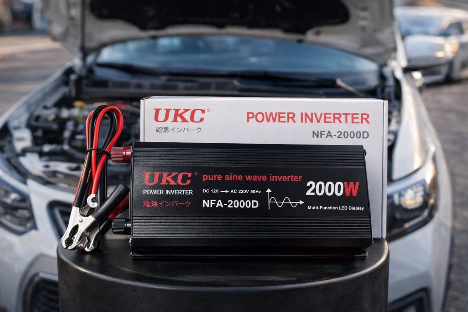 Інвертор UKC NFA-2000D 2000 Вт (12 В → 220 В) – чистий синус, автомобільний перетворювач напруги