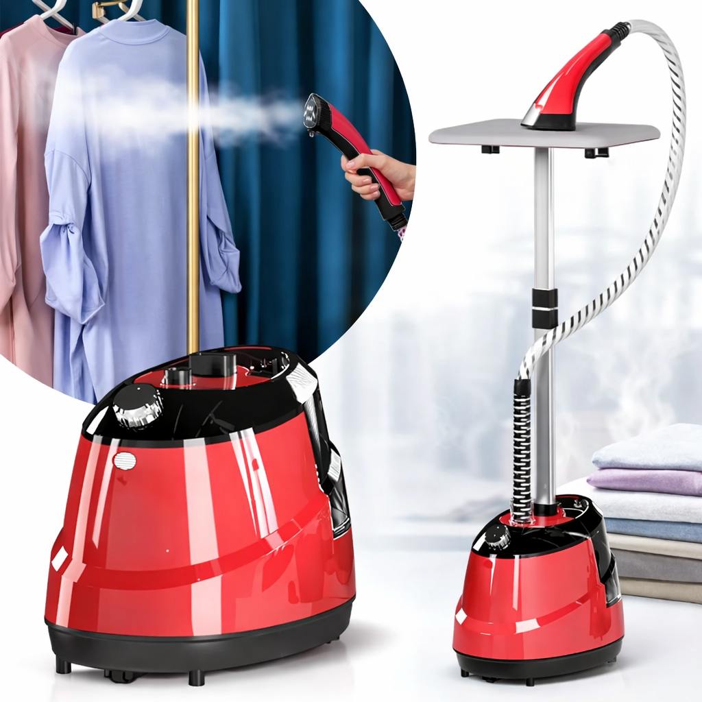 Вертикальний відпарювач для одягу Garment Steamer 2000W / Червона Парова праска для всіх видів тканини
