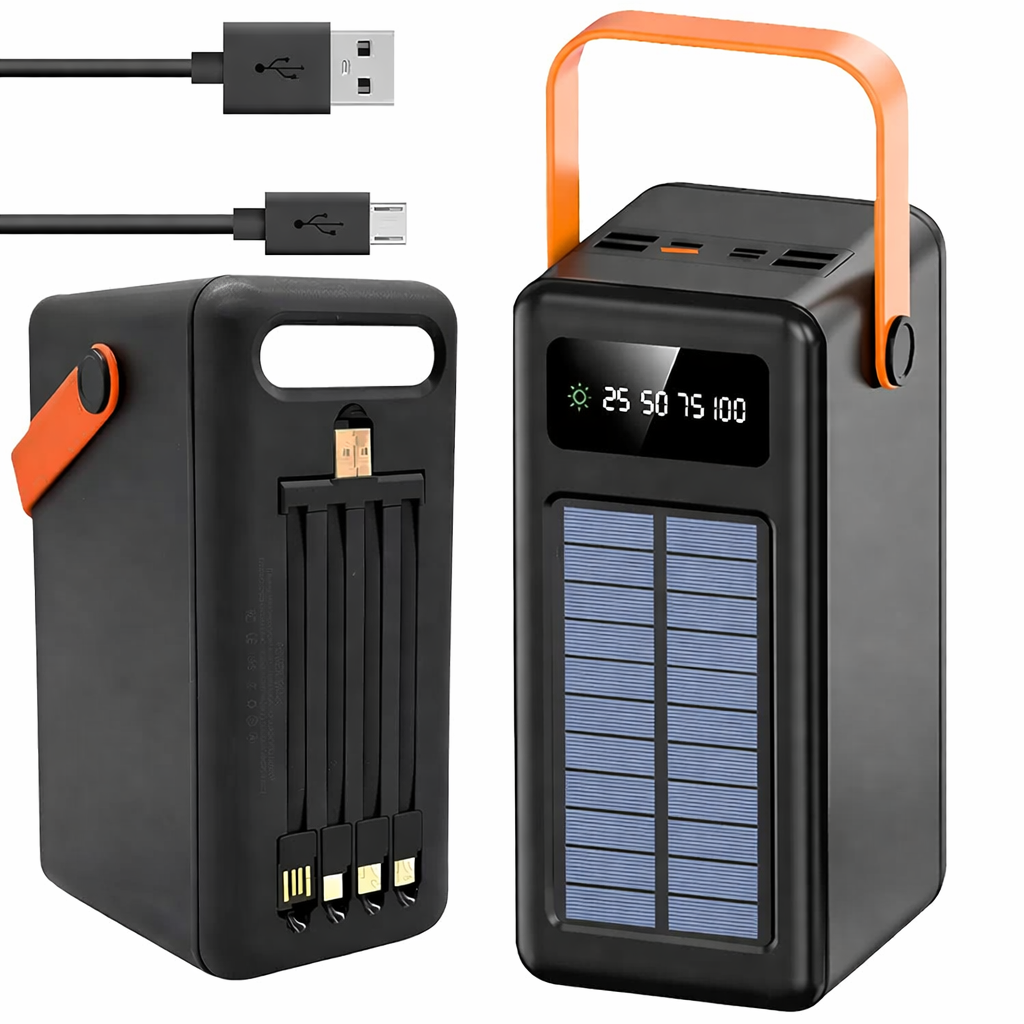 Потужний повербанк 180000 мАг із сонячною панеллю, 4 USB, JS-641CX / Портативний зарядний пристрій