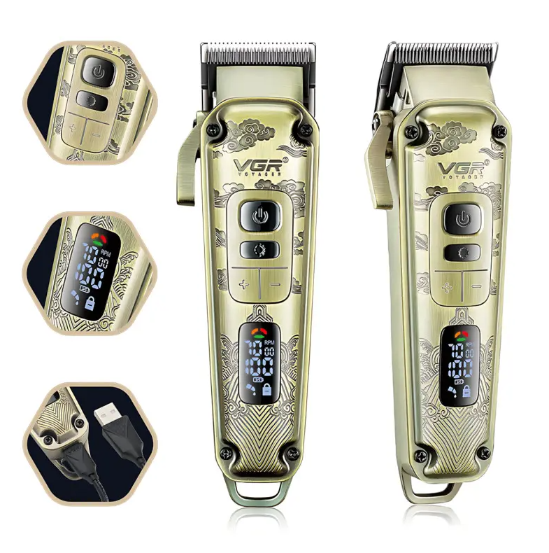 Акумуляторна машинка для стрижки VGR V-005 з насадками 8 шт
