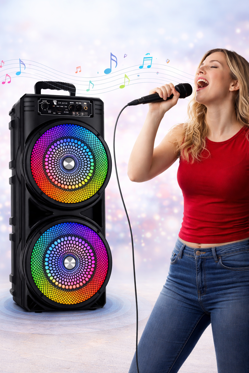 Колонка Bluetooth Wireless Speaker TTD-2807 / Портативна караоке-колонка з RGB-підсвічуванням