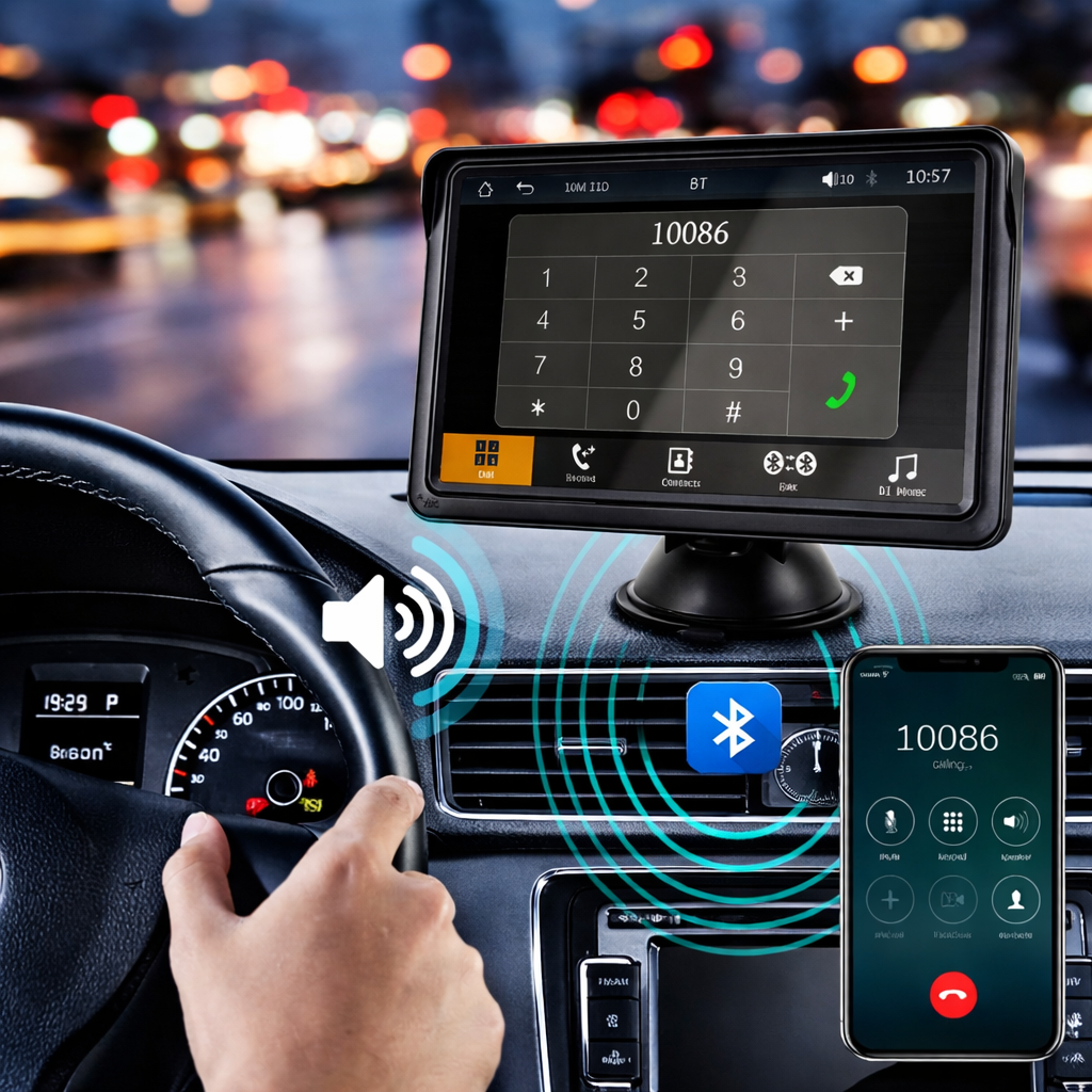 Бездротовий автомобільний екран CarPlay / Портативний автомобільний відеоплеєр, сумісний з Apple CarPlay та Android Auto, 7-дюймовий сенсорний IPS-екран для автомобільної стереосистеми з GPS-навігаціє