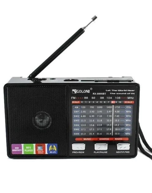 Радіоприймач акумуляторний Golon RX 8866 з ліхтариком + BT / FM приймач Golon на батарейках USB MP3