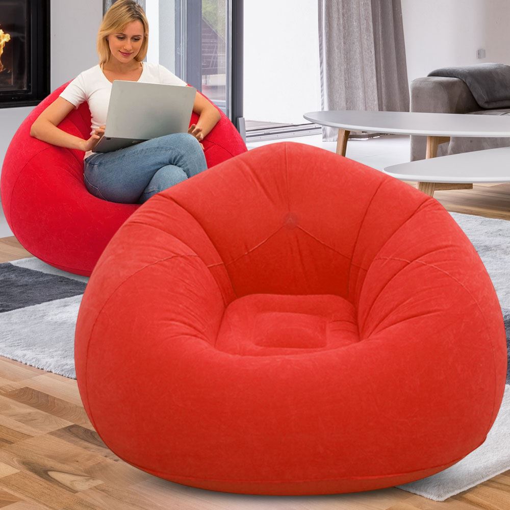Надувне крісло-пуф Inflatable Sofa / Надувне крісло-мішок 110×110×85 см Червоний