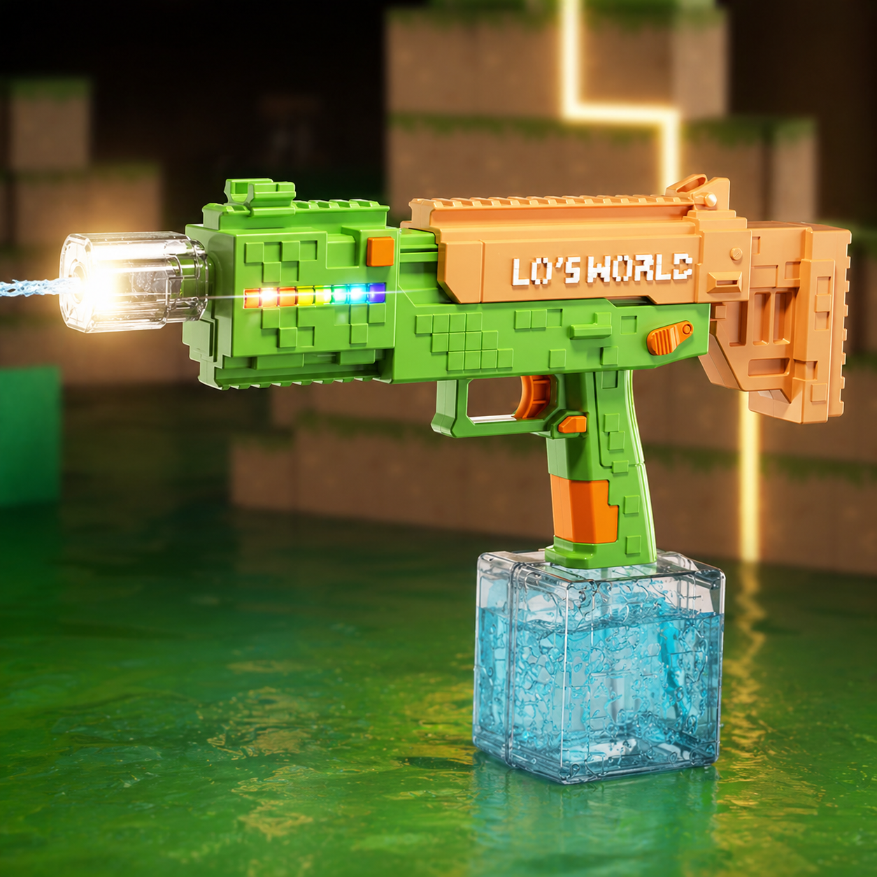Водяний електричний пістолет зі світлом / Водяний автомат Electric Water Gun / Водяний бластер з баком для води