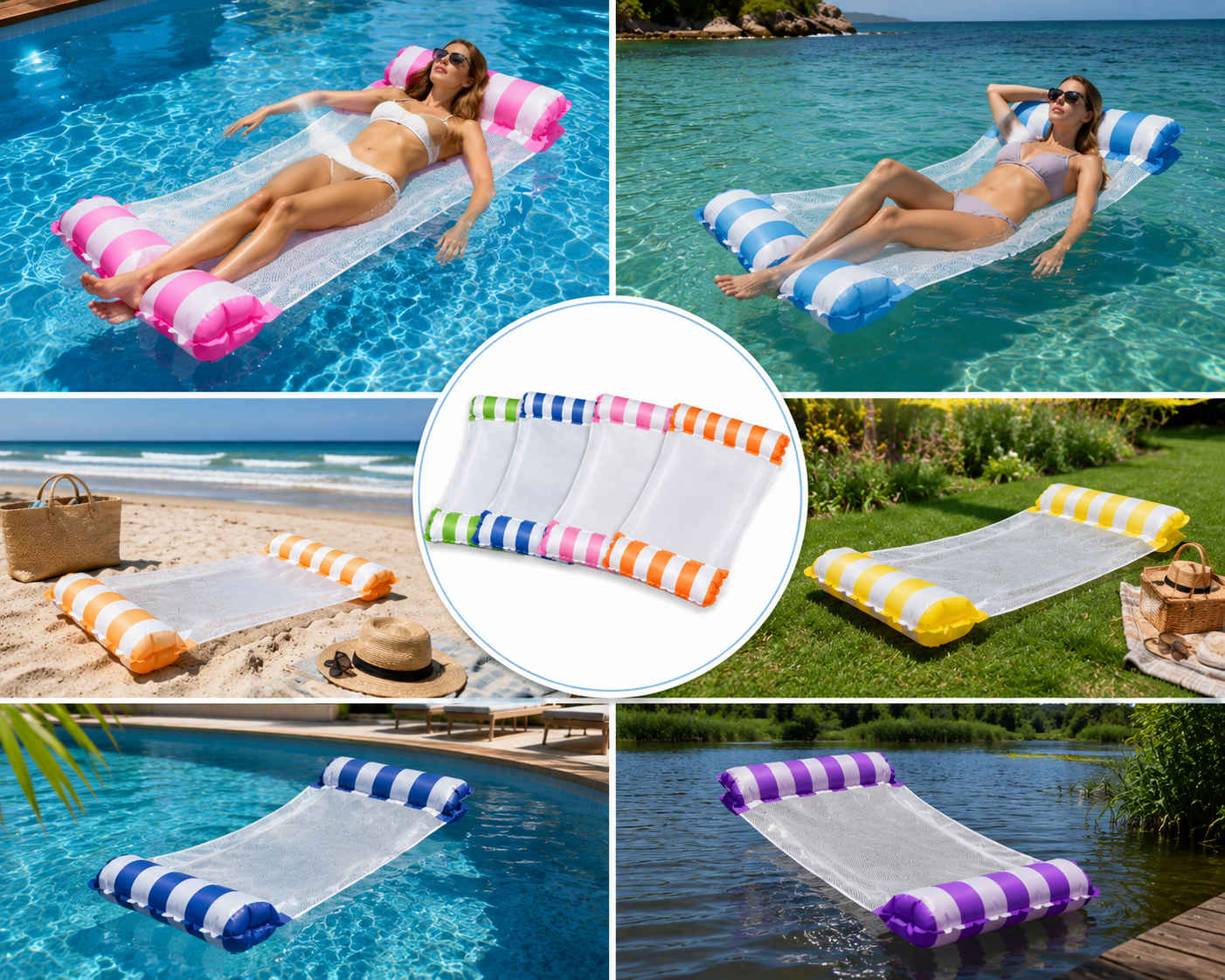 Надувний водний гамак, пліт / Матрац для плавання Pool Loungers / Гамак для плавання з надувними камерами