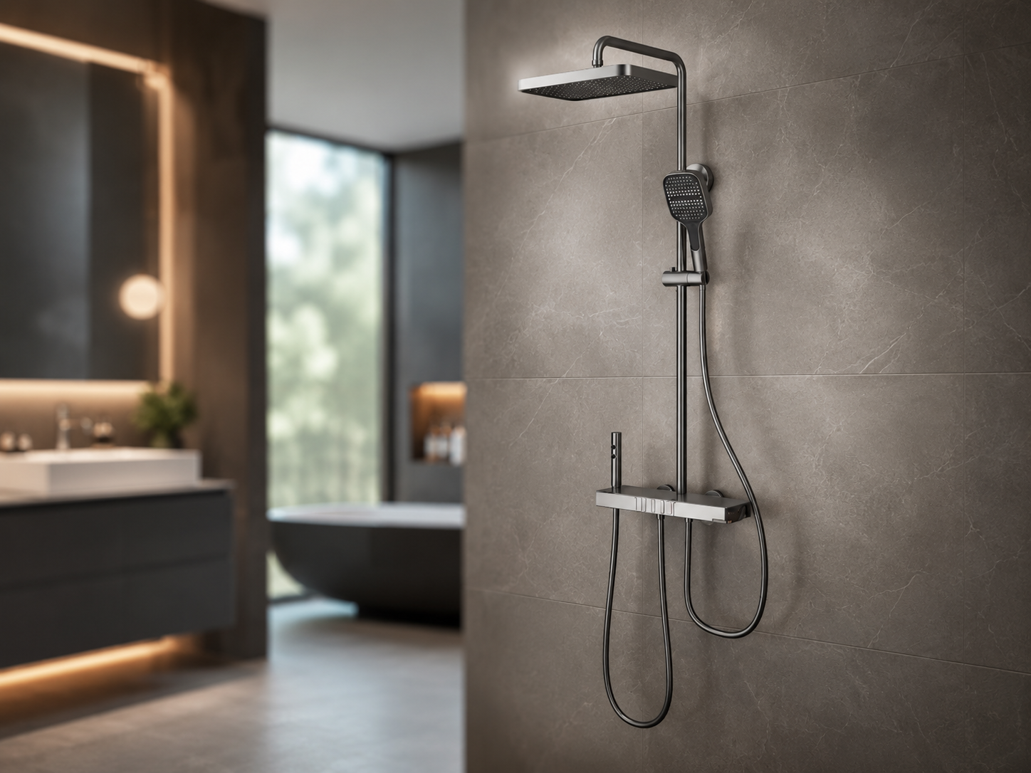 Душ/змішувач Faucet CR25-HT028 багатофункціональний метал / Душова система із змішувачем для ванної кімнати / Душова система з тропічним душем
