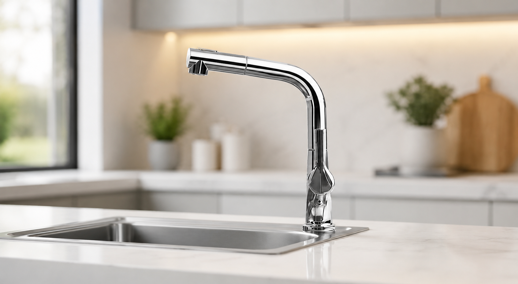 Кран/змішувач Faucet CR-8428 багатофункціональний метал / Змішувач кухонний з висувною лійкою, хром / Висувний кухонний змішувач з нержавіючої сталі