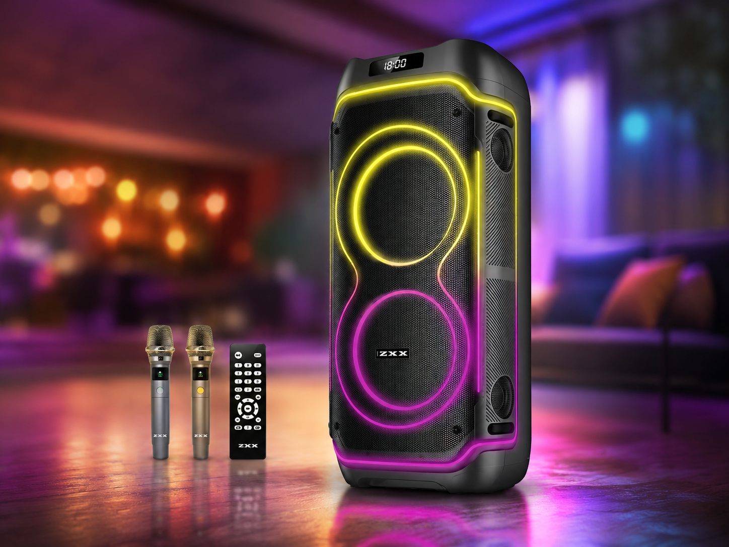 Портативна акустика ZXX-5540 100Вт / Портативна колонка акумуляторна USB/TWS/TF/FM/BT / Переносна колонка з 2 мікрофонами та пультом ДУ