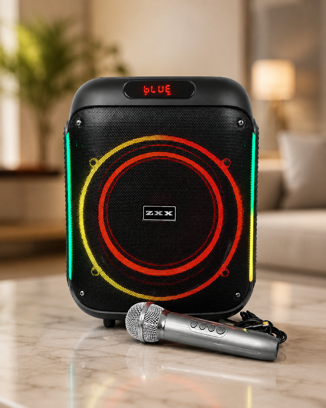 Портативная акустика ZXX-5502 / Bluetooth аккумуляторная колонка с подсветкой / Караоке колонка с микрофоном