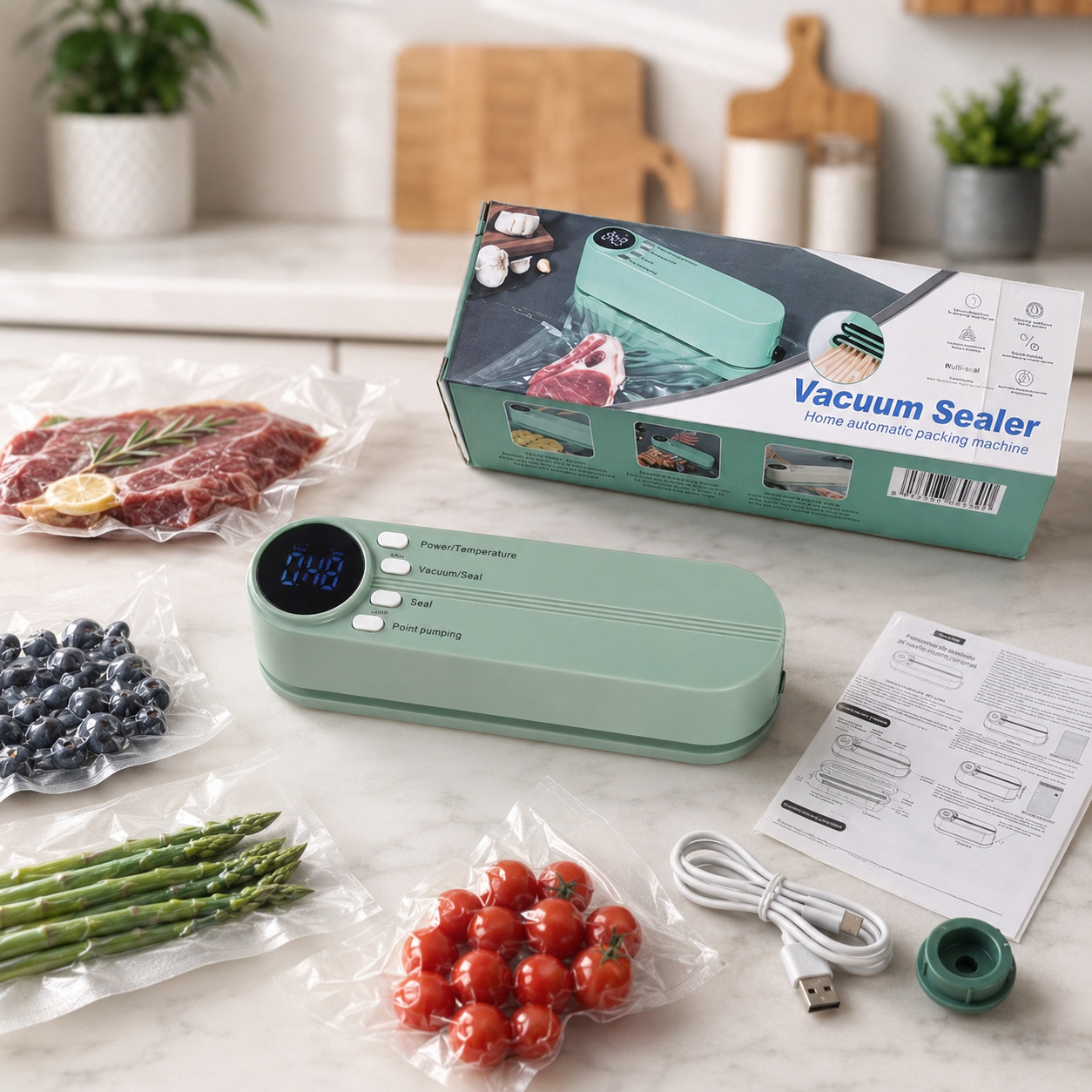 Акумуляторний вакуумний пакувальник Vacuum Sealer