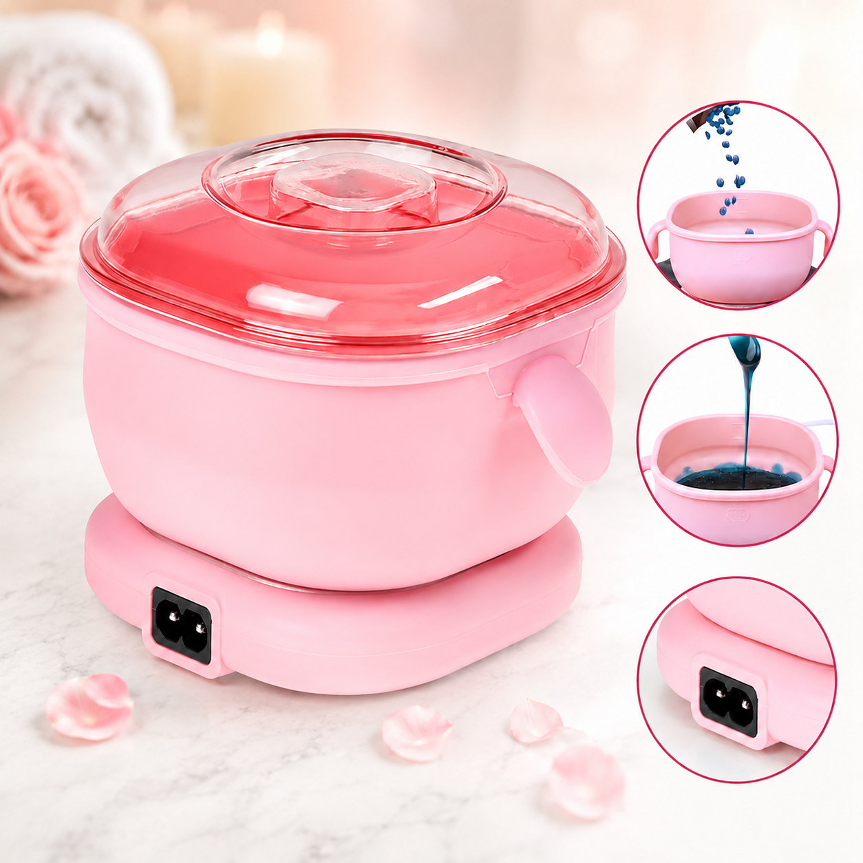 Апарат для нагрівання воску Wax kettle / Комплектний силіконовий воскоплав AND651 / Воскоплав із силіконовою чашею 400мл