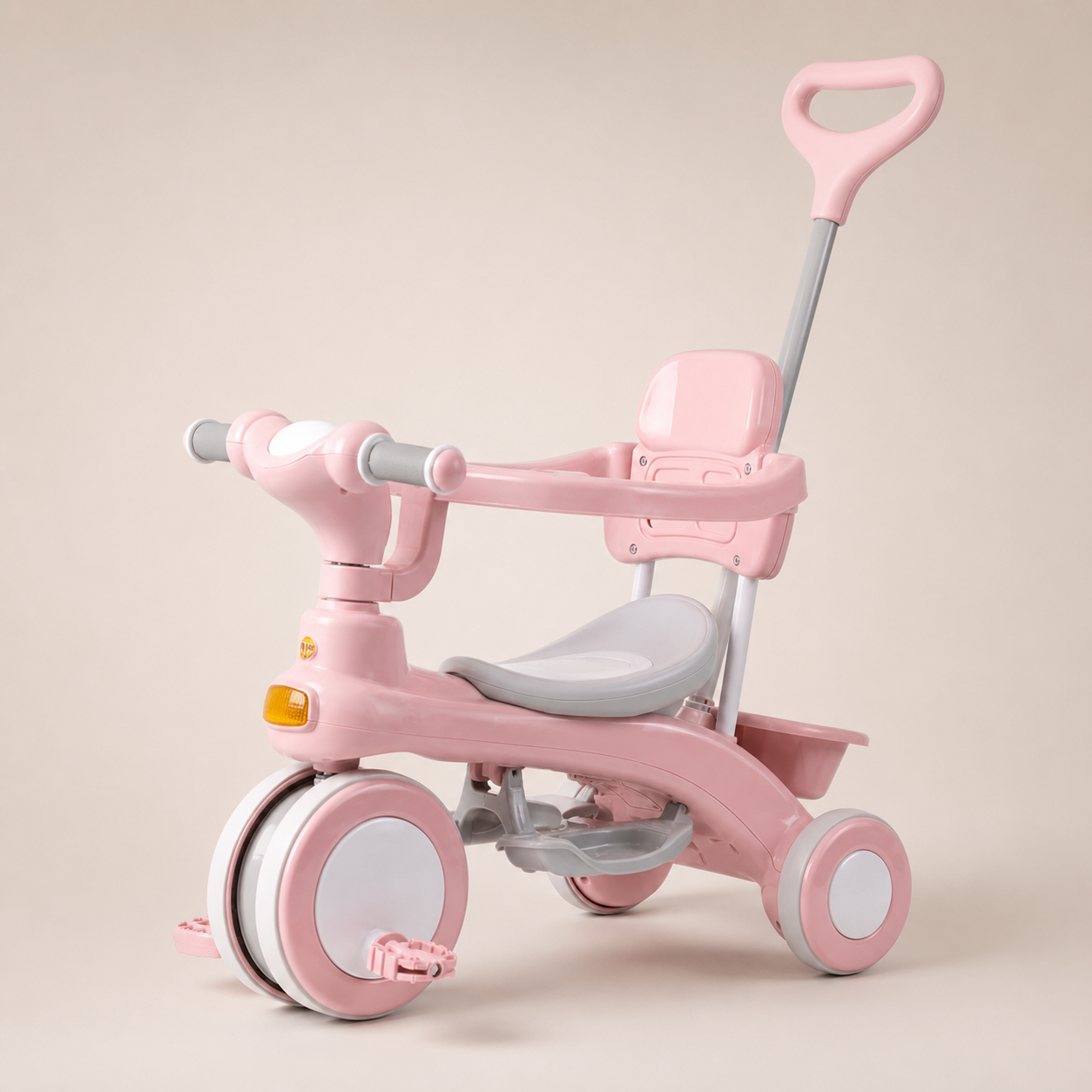Рожевий Триколісний велосипед Baby Carriage 588 / Велосипед з з батьківською ручкою та кошиком / Велосипед-коляска