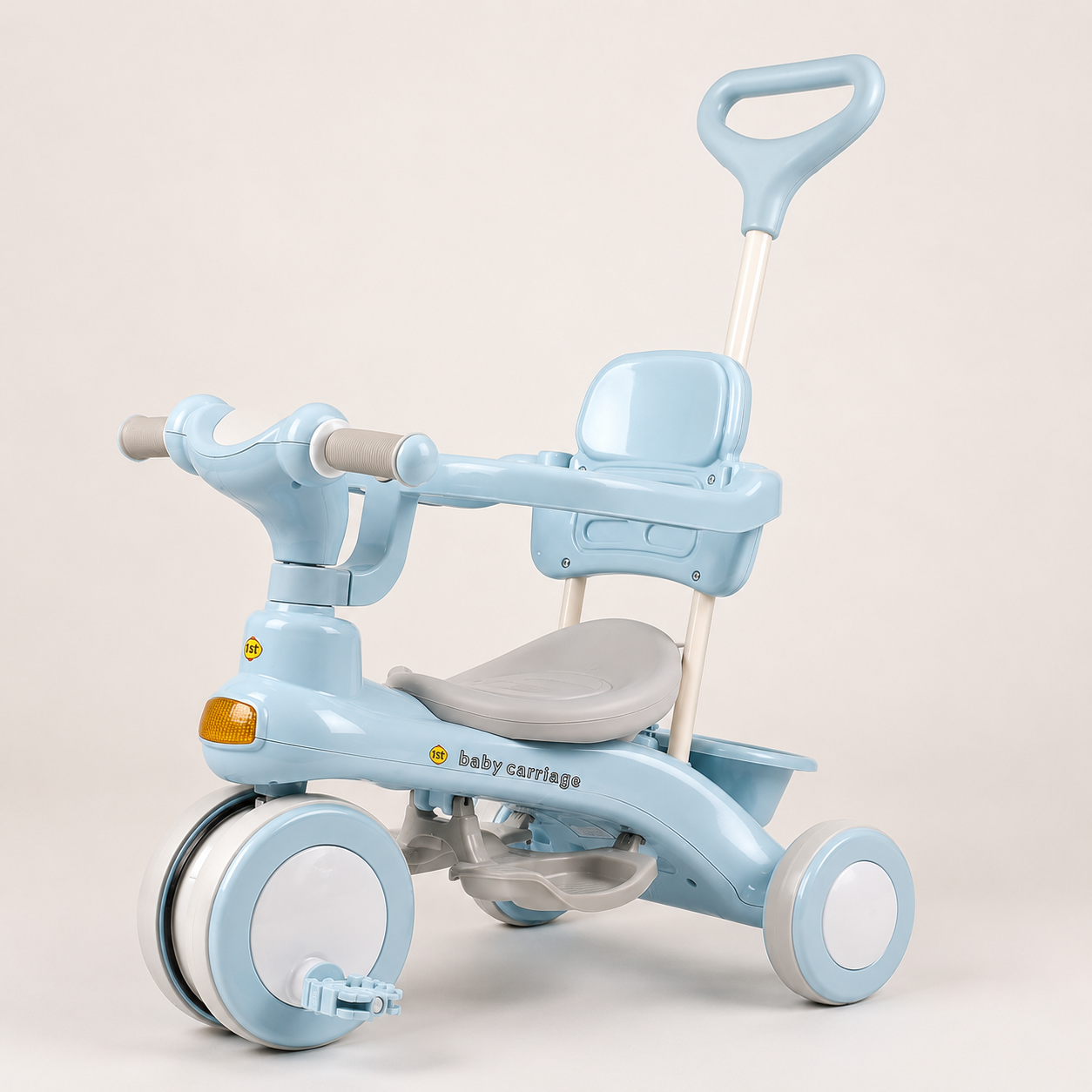 Блакитний Триколісний велосипед Baby Carriage 588 / Велосипед з з батьківською ручкою та кошиком / Велосипед-коляска