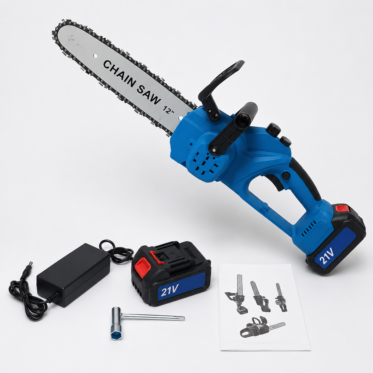 Акумуляторна ланцюгова пилка 12''+2 АКБ 21В Electric Saw / Електропила / Акумуляторна пилка 15000 мАг