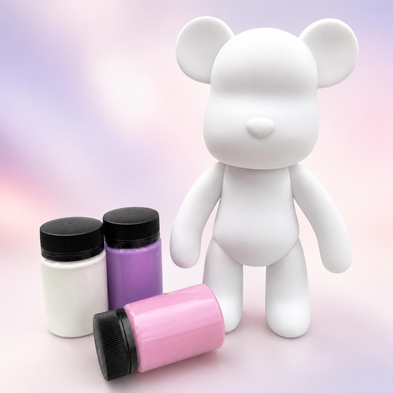 23см Флюїдний ведмедик DIY Creative Fluid Bear з фарбами 3 шт / Набір розмальовка для творчості ведмежа