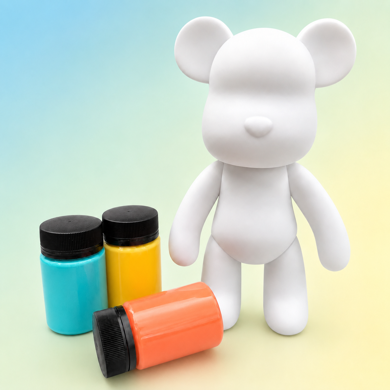 33см Флюїдний ведмедик DIY Creative Fluid Bear з фарбами 3 шт / Набір розмальовка для творчості ведмежа
