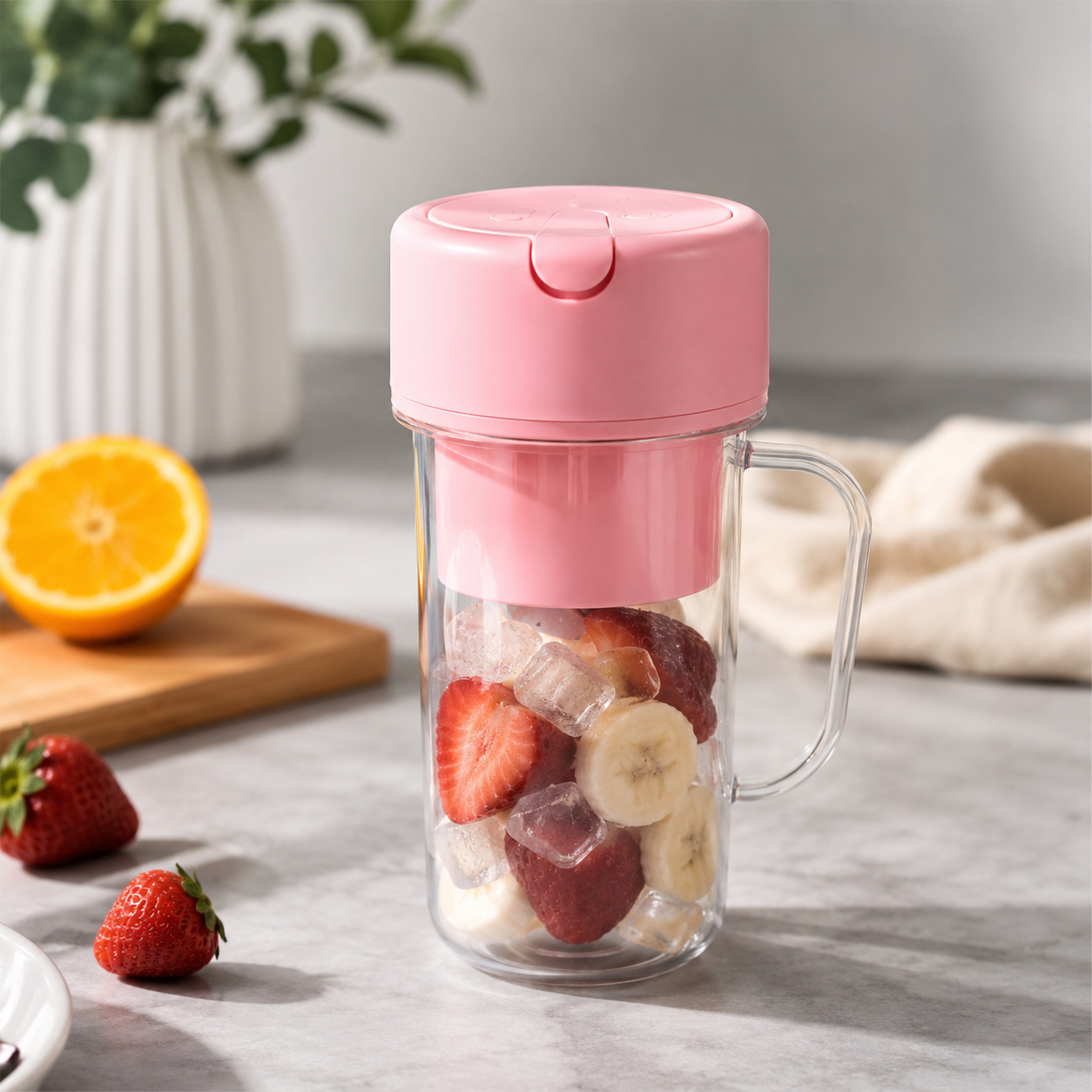 Портативний блендер склянка з трубочкою для смузі Blender Juicer Glass / Міні-блендер для приготування коктейлів та смузі / Блендер-соковитискач
