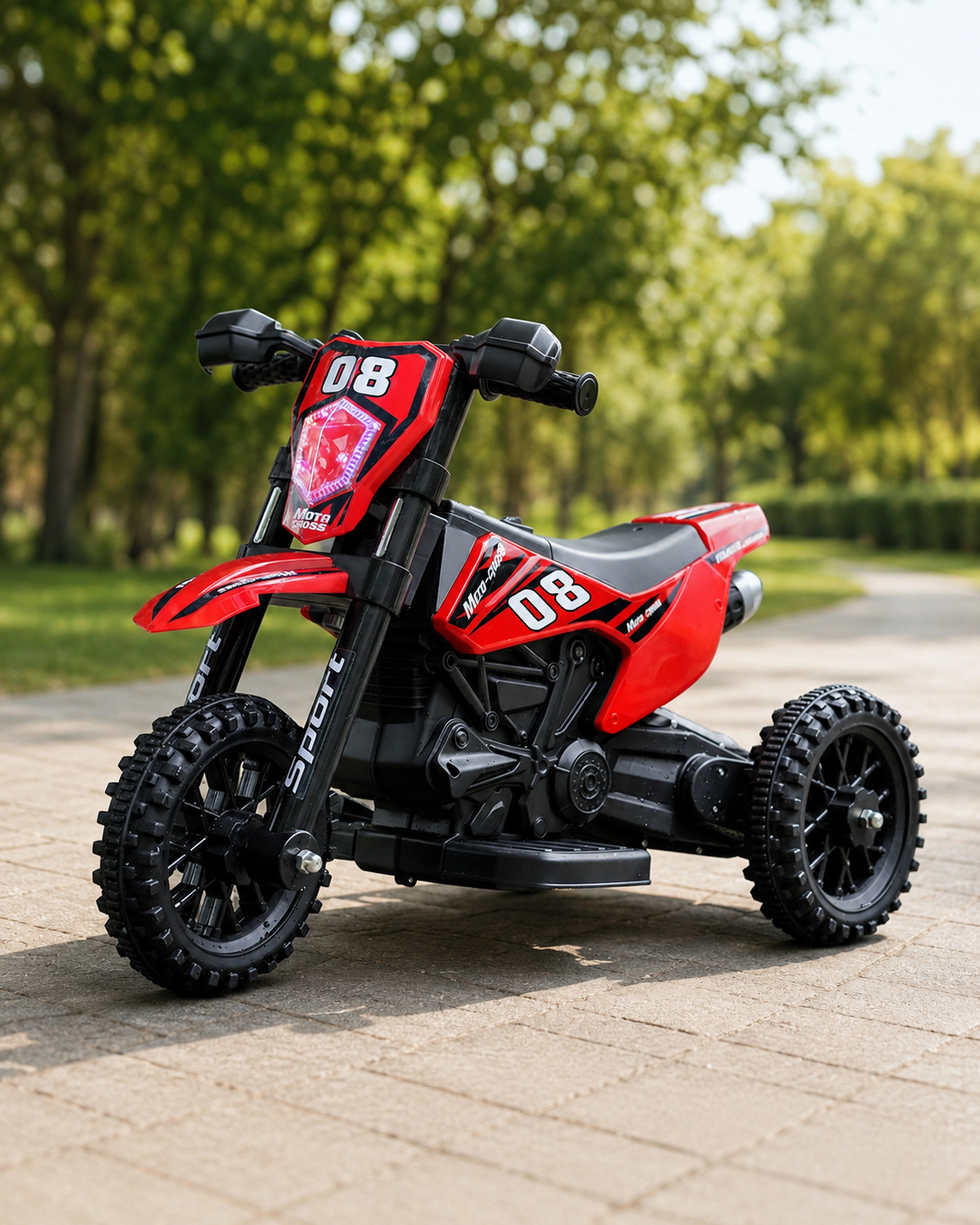 Електромотоцикл для дітей Cool Mountain 26X-130 / Дитячий електро мотоцикл з LED-підсвічуванням та музикою Червоний
