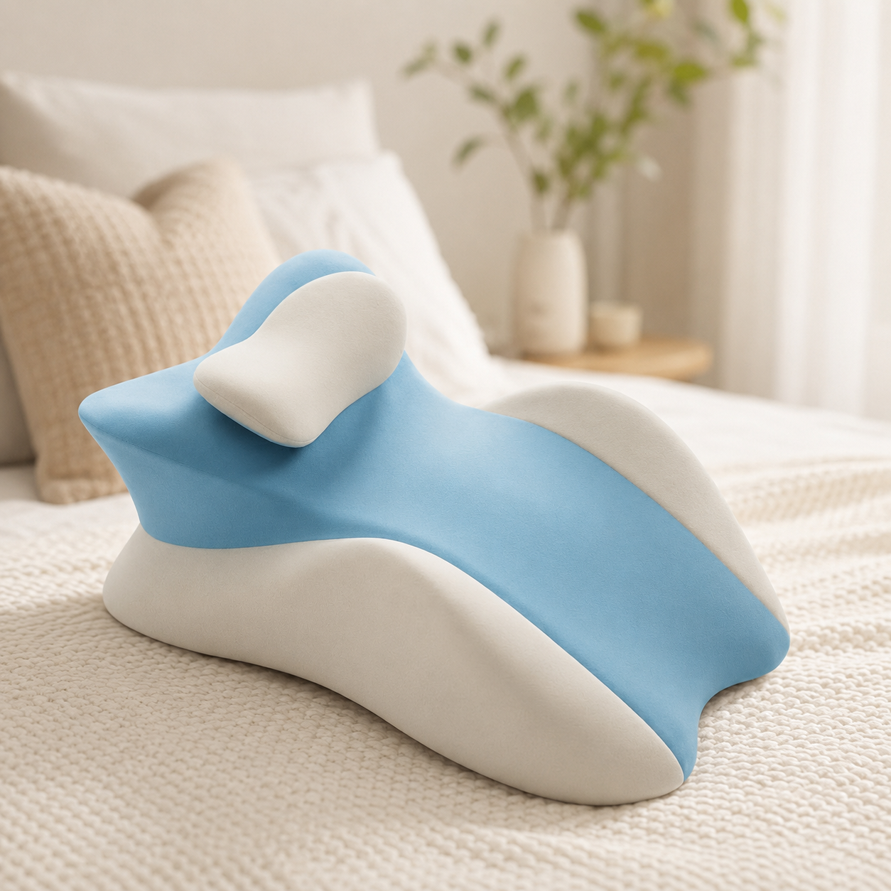 Блакитна Подушка ортопедична pillow-06 / Подушка клиноподібна для сну з поліестеру / Ортопедична подушка для підтримки тіла Relax Pillow
