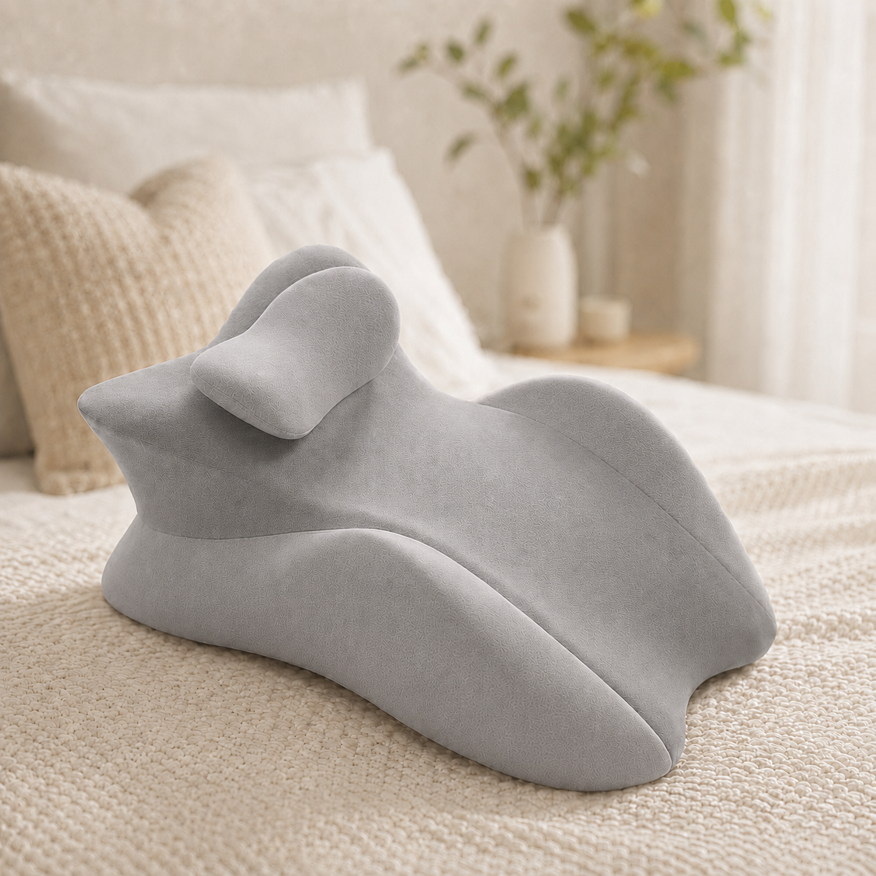 Сірий Подушка ортопедична pillow-06 / Подушка клиноподібна для сну з поліестеру / Ортопедична подушка для підтримки тіла Relax Pillow