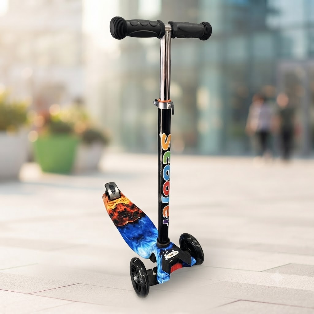 Самокат Scooter з підсвічуванням коліс для дівчинки та хлопчика синій