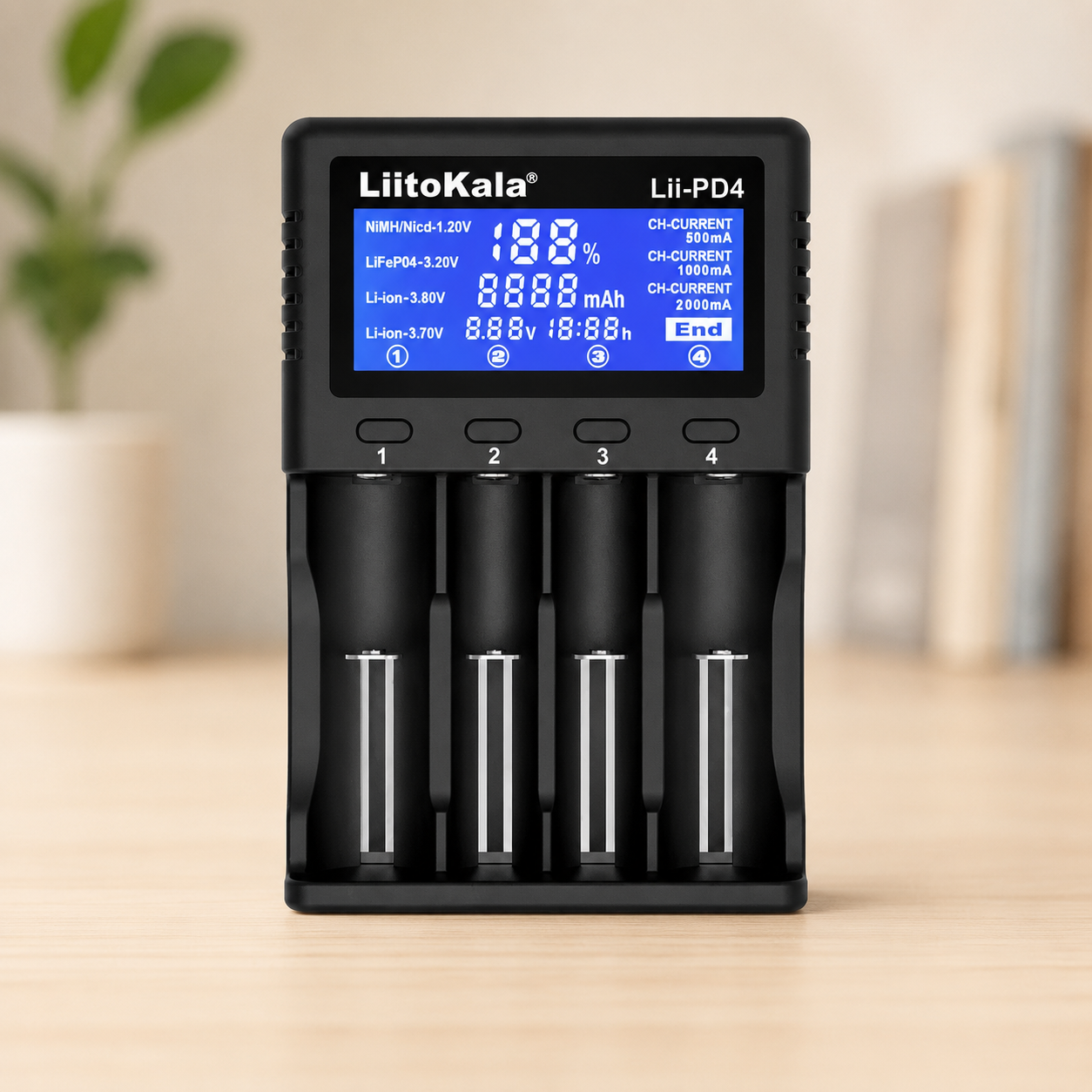 Універсальний зарядний пристрій LiitoKala Lii PD4 АА, ААА,18650, 26650, 21700 Li-Ion c LCD / Зарядний пристрій з дисплеєм